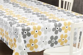 Tafelzeil big small flower grey/brown