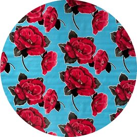 Rond Mexicaans tafelzeil rosas lichtblauw (120cm)