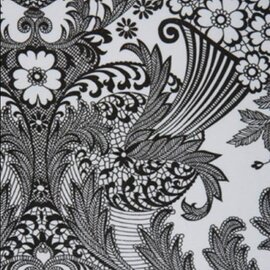 35x120cm Restje Mexicaans tafelzeil paraiso zwart op wit