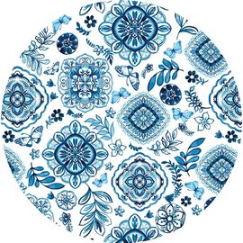 Rond tafelzeil Portugese zomer blauw (140cm) 