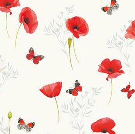 45x140cm Restje tafelzeil klaproos en vlinders