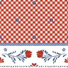 45x140cm Restje tafelzeil Boerenbont met rode ruitjes