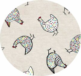 Rond wasbaar gecoat tafelzeil Kippen Pio (140 cm)