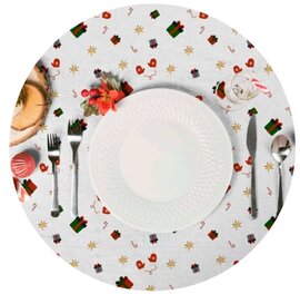 Rond wasbaar gecoat kerst tafelzeil kerstcadeautjes (140 cm)