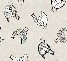 85x140cm Restje gecoat tafelzeil Kippen Pio (wasbaar)