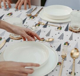 Wasbaar gecoat kerst tafelzeil Winter Wonderland