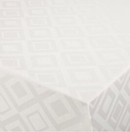 50x140cm Restje tafelzeil Damast roomwit