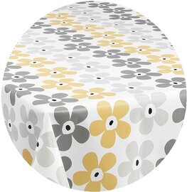 Rond tafelzeil big small flower grey/brown (140cm)  