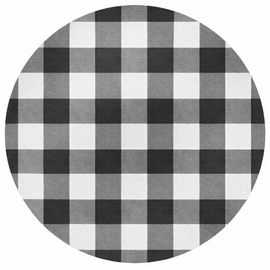 Rond tafelzeil grote ruit zwart (140cm)