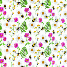 35x140cm Restje tafelzeil bijen en bloemen