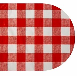 Ovaal tafelzeil grote ruit rood