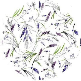 Rond tafelzeil lavendel takjes (140cm)