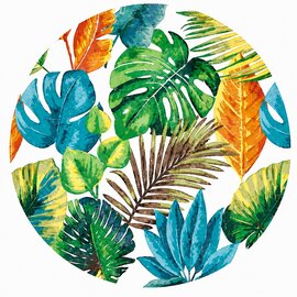 Rond tafelzeil vintage palmbladeren (140cm) 