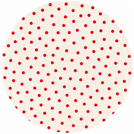 Rond Mexicaans tafelzeil polkadot wit met rode stippen (120cm)