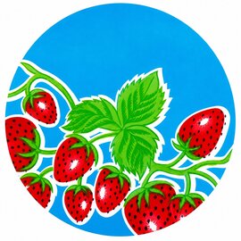 Rond Mexicaans tafelzeil aardbei blauw (120cm)