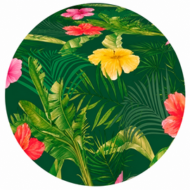 Groot rond tafelzeil Hawaii bloemen donkergroen (160cm)