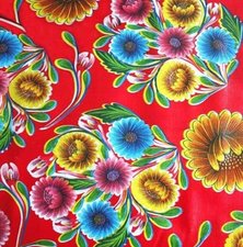 Mexicaans tafelzeil floral rood