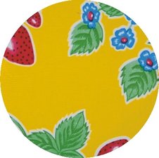 Rond Mexicaans tafelzeil aardbei geel (120cm)