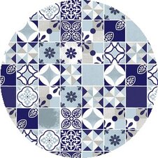 Rond tafelzeil Portugese tegels blauw (ca. 137cm)