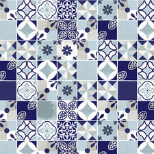 Ovaal tafelzeil Portugese tegels blauw