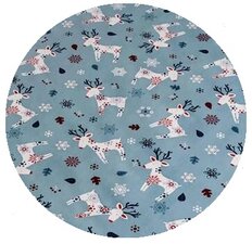 Rond kerst tafelzeil eland blauw (140cm)