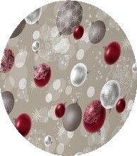 Rond kersttafelzeil kerstballen zilver/rood (140cm)