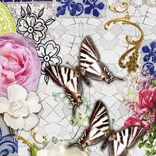 Ovaal tafelzeil mozaiek met vlinders