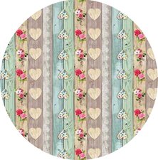 Rond tafelzeil steigerhout met hartjes (140cm)