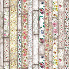 Plakfolie houten planken met bloemen (45cm)