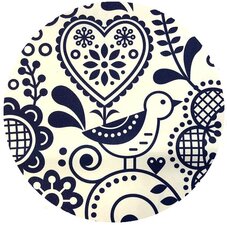 Rond tafelzeil structuur donkerblauw vogel (140cm)