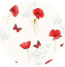 Rond tafelzeil klaproos en vlinders (140cm)