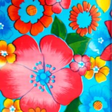Ovaal Mexicaans tafelzeil Rain of flowers blauw