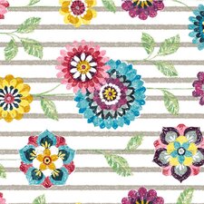 Tafelzeil bloemen en grijze lijnen