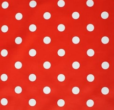 Tafelzeil rood met witte stippen (140cm)