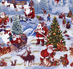 Ovaal kerst tafelzeil kerstman sneeuw